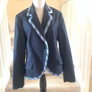 Philippe Adec Paris blazer with plaid trim
